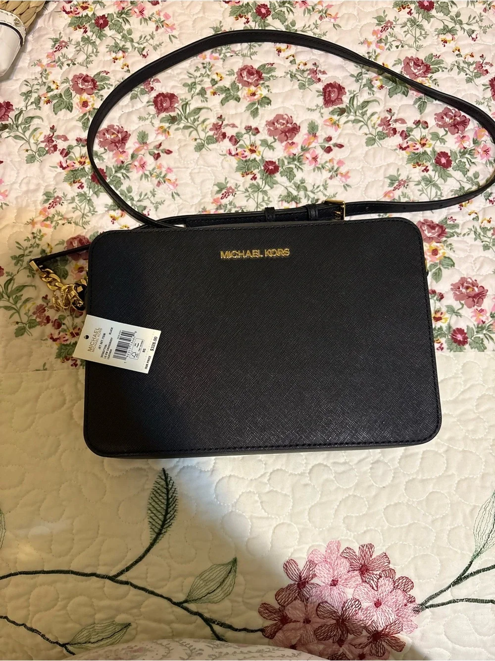 Michael Kors Black Saffiano Crossbody with Gold Hardware